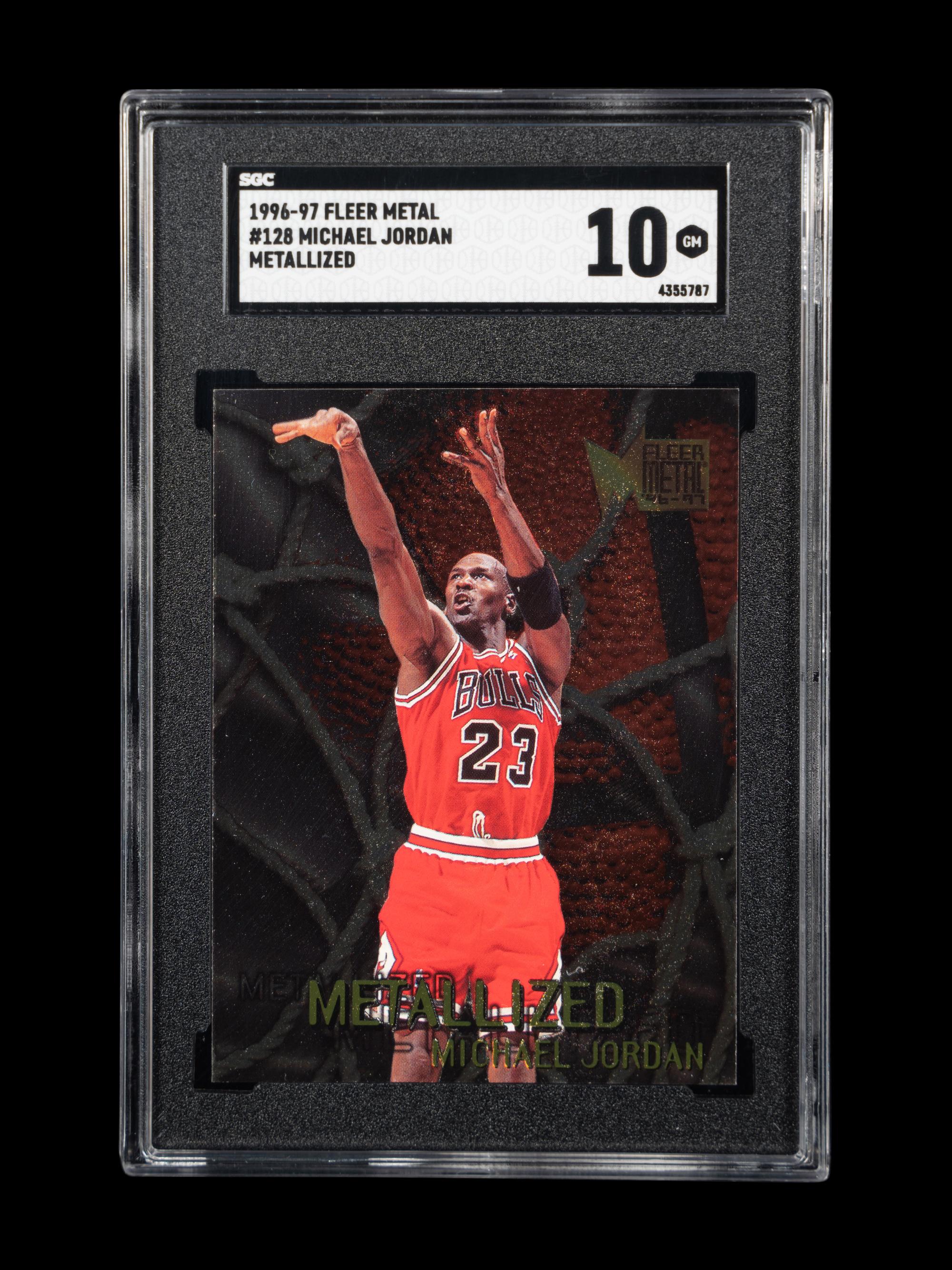 A 1996-97 Fleer Metal Metallized Michael Jordan Basketball Card No. 128 (SGC 10 GEM MINT)