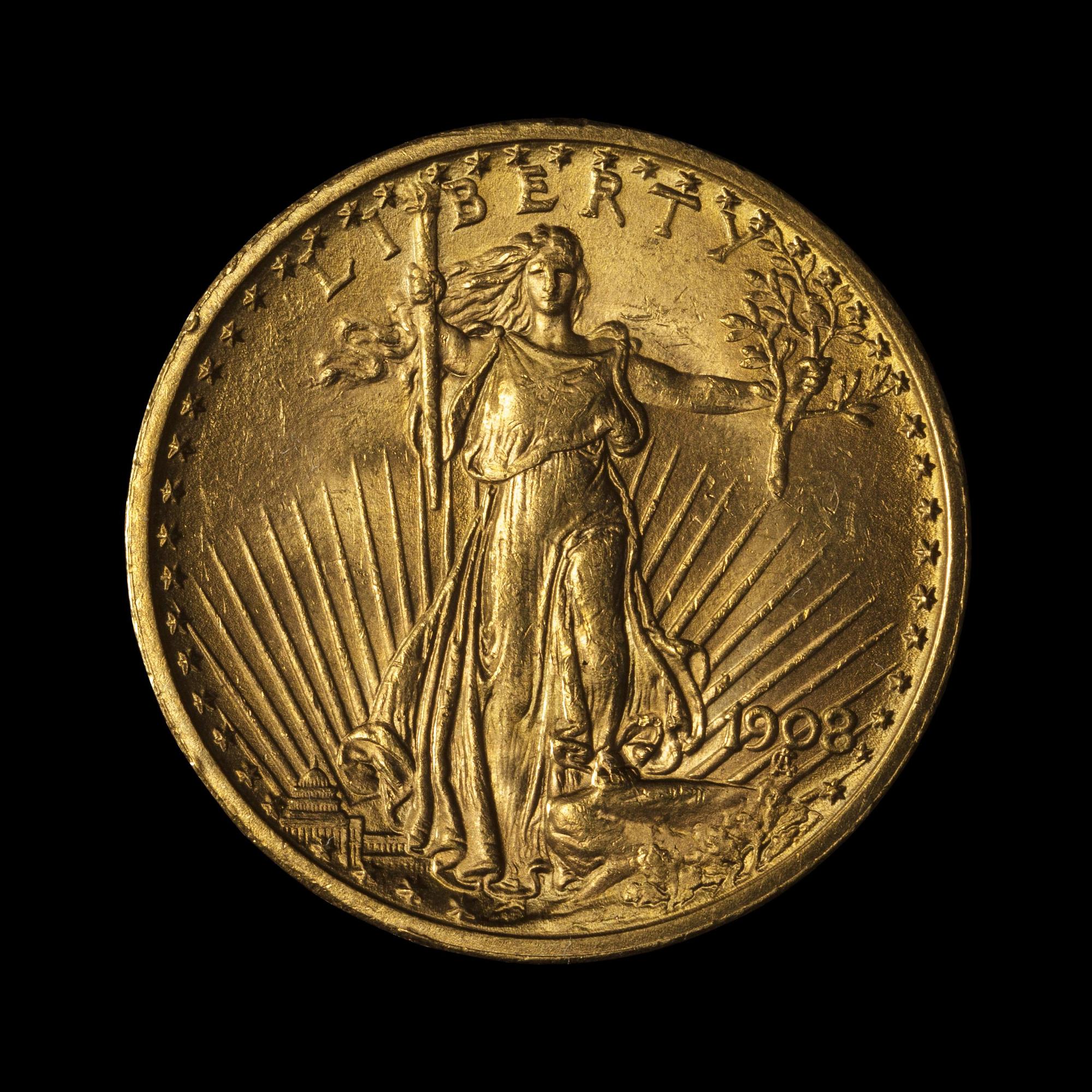 A 1908 St. Gaudens $20 Gold Coin