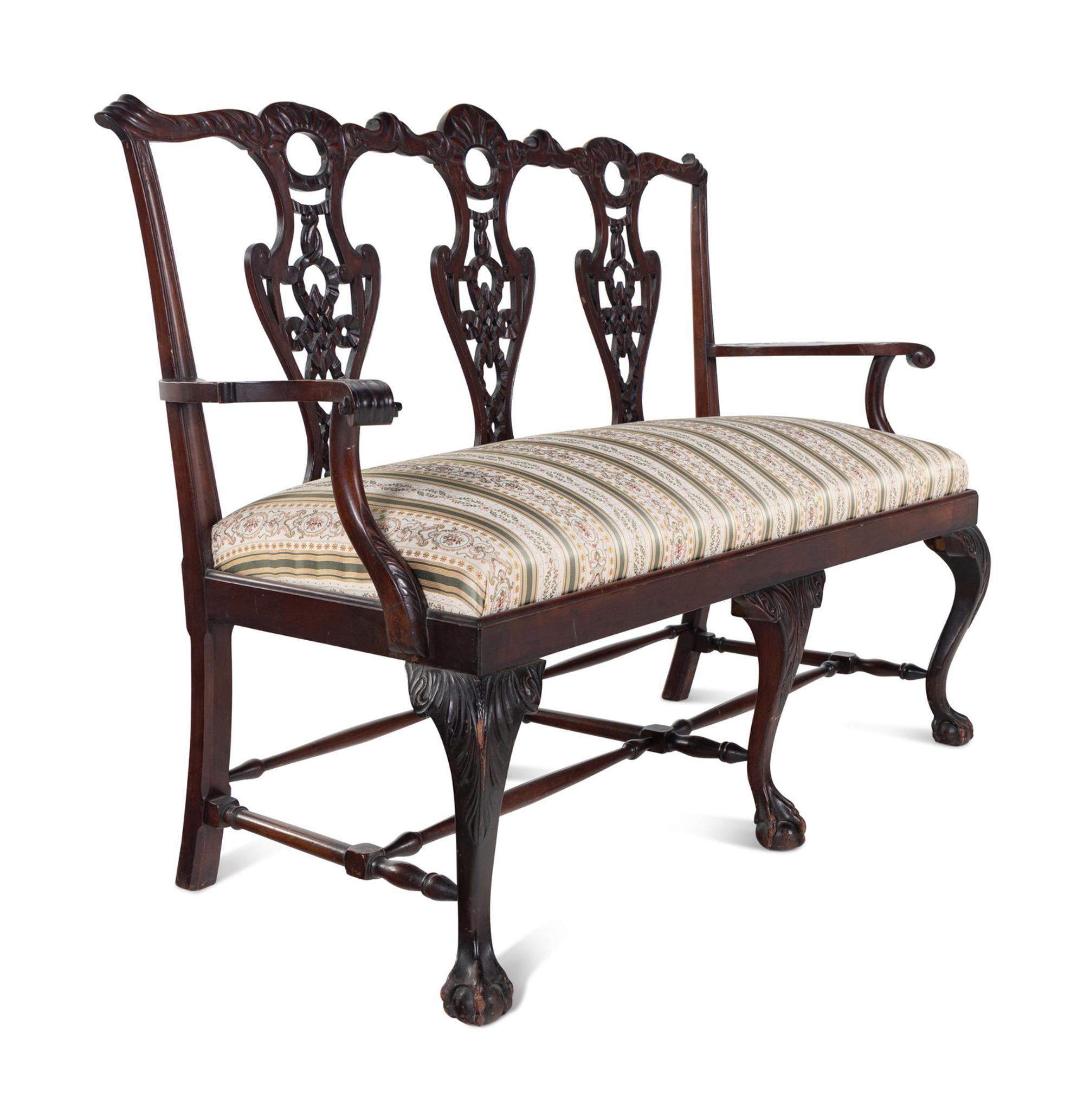 A George III Style Carved Mahogany Settee