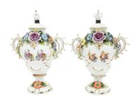 A Pair of German Porcelain Urns