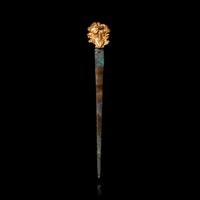 A Chinese Gold and Silver Hairpin, Zan, Ming-Qing Dynasty 明-清 銀脚金花卉頭簪