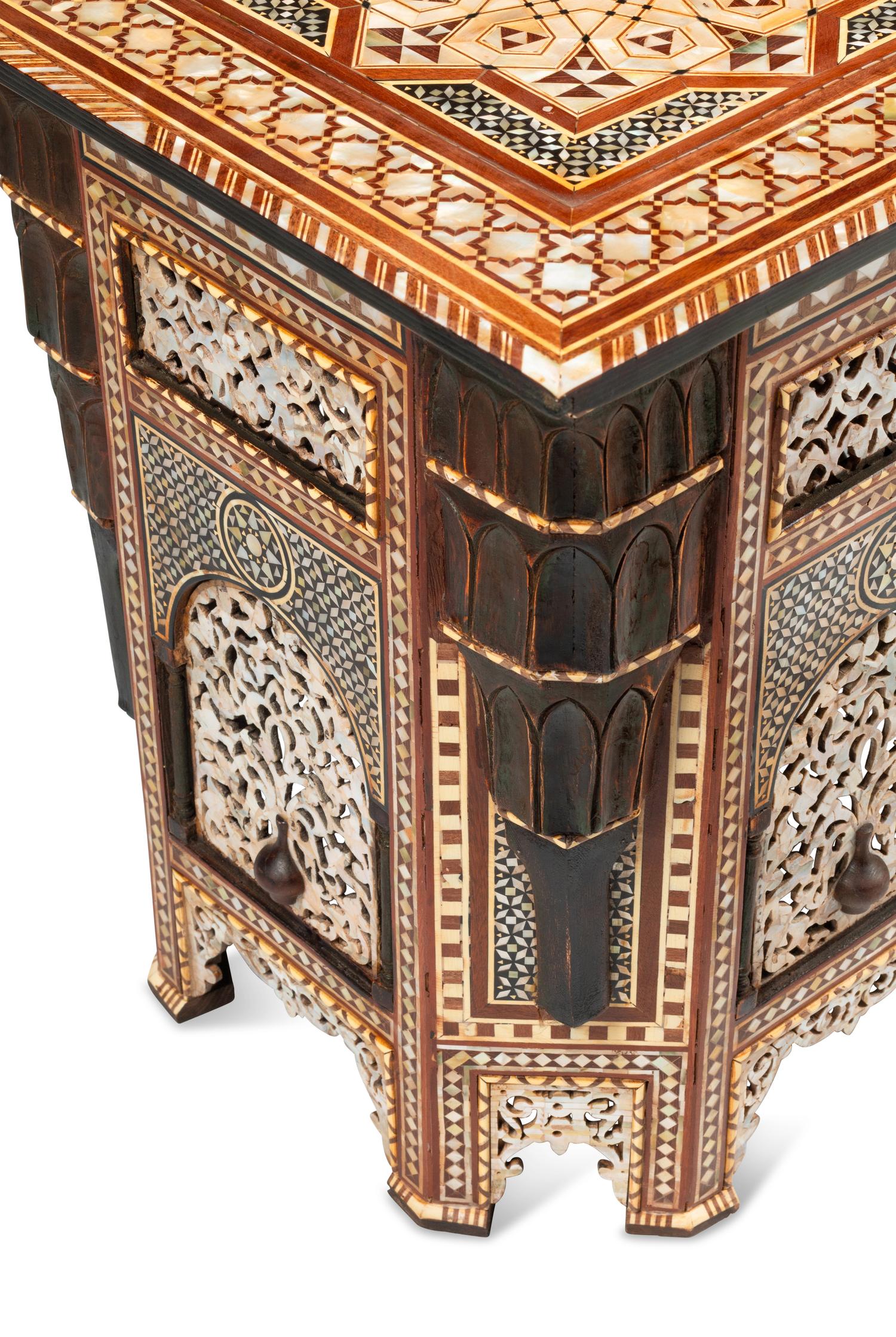 A Pair of Moorish Style Marquetry Side Tables