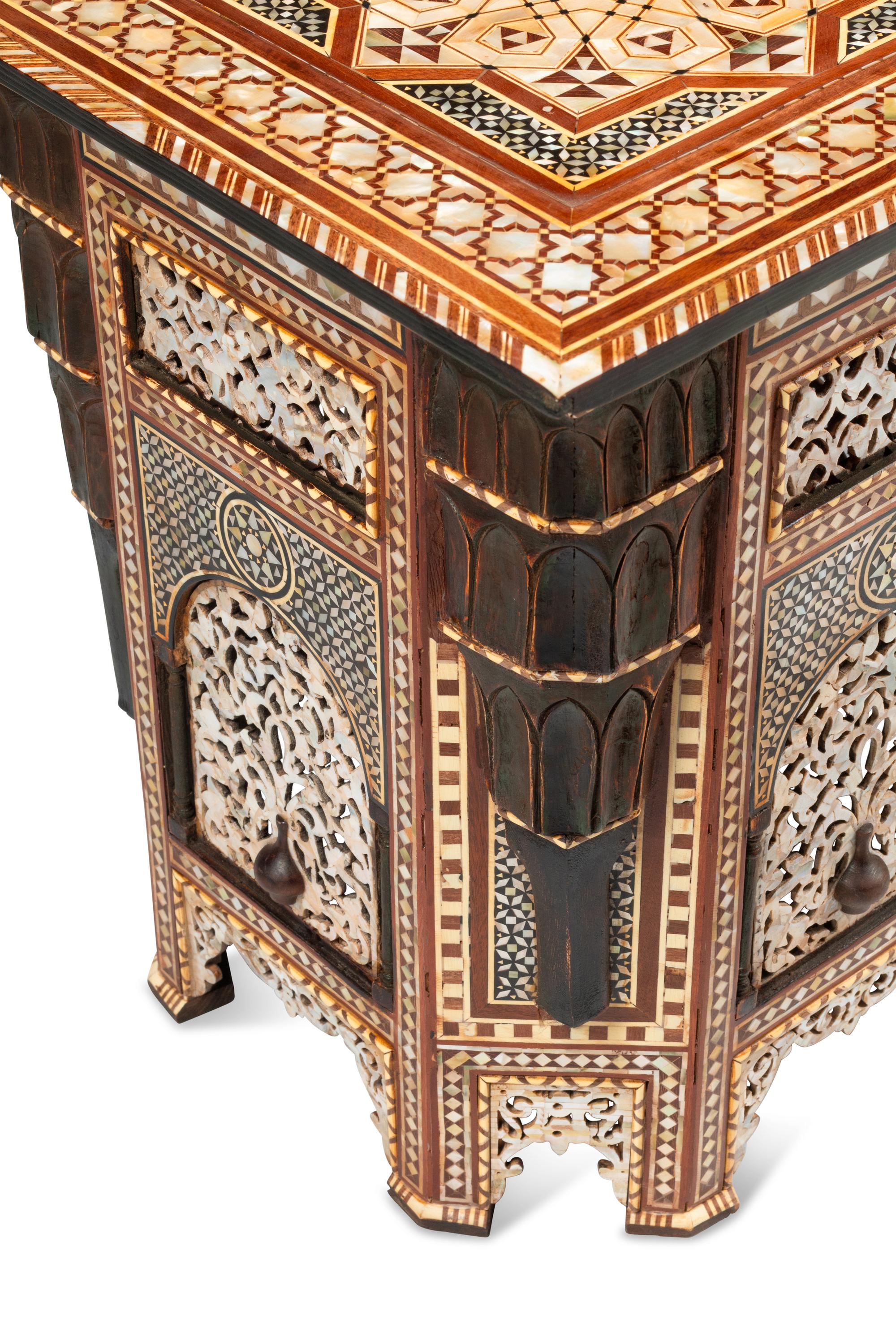 A Pair of Moorish Style Marquetry Side Tables