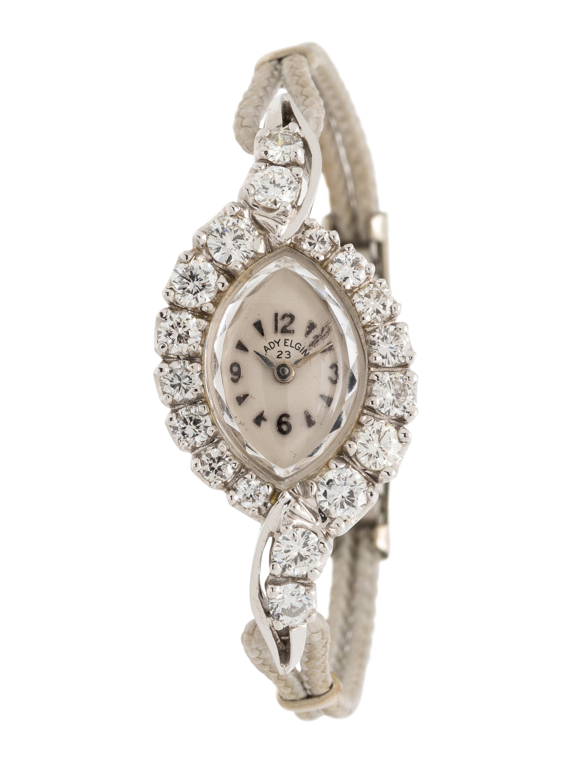 LADY ELGIN, WHITE GOLD AND DIAMOND WATCH