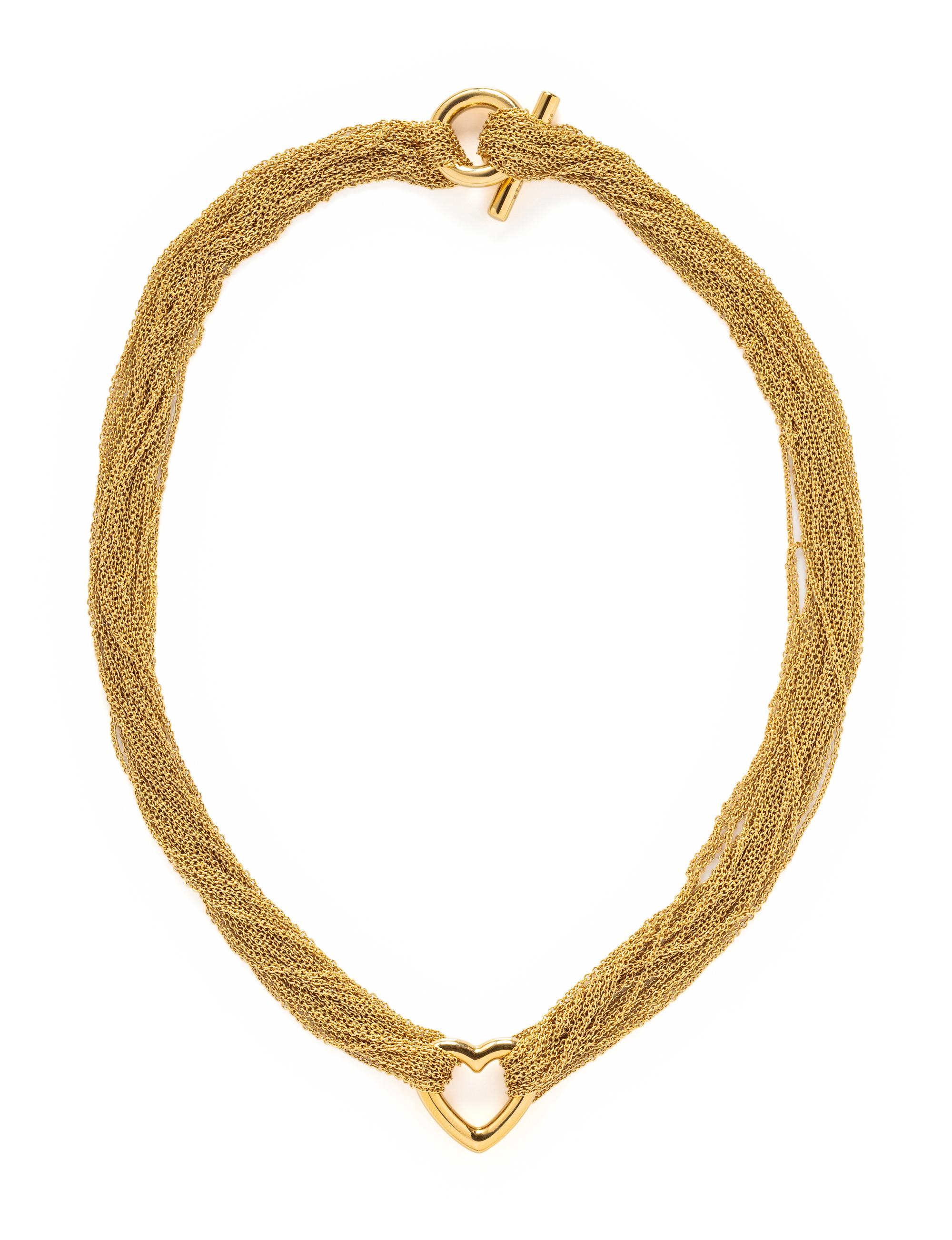 TIFFANY & CO., GOLD MESH HEART NECKLACE