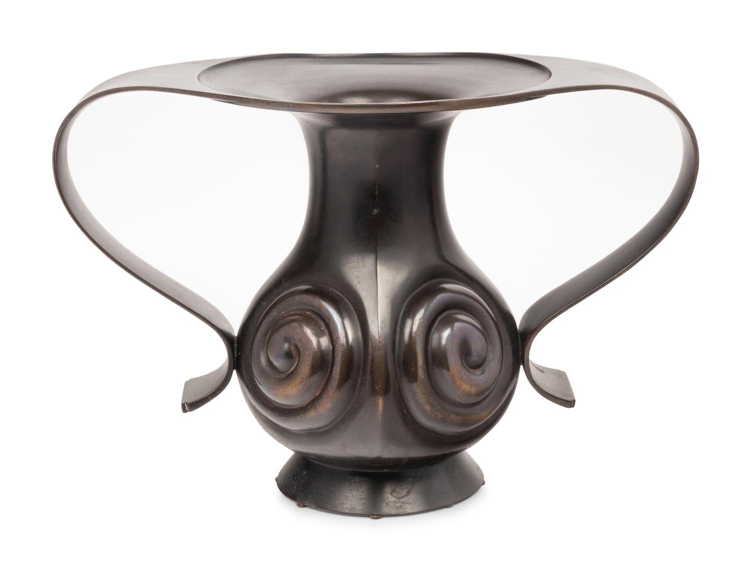 A Mimikuchi 'Flying Handle' Bronze Vase