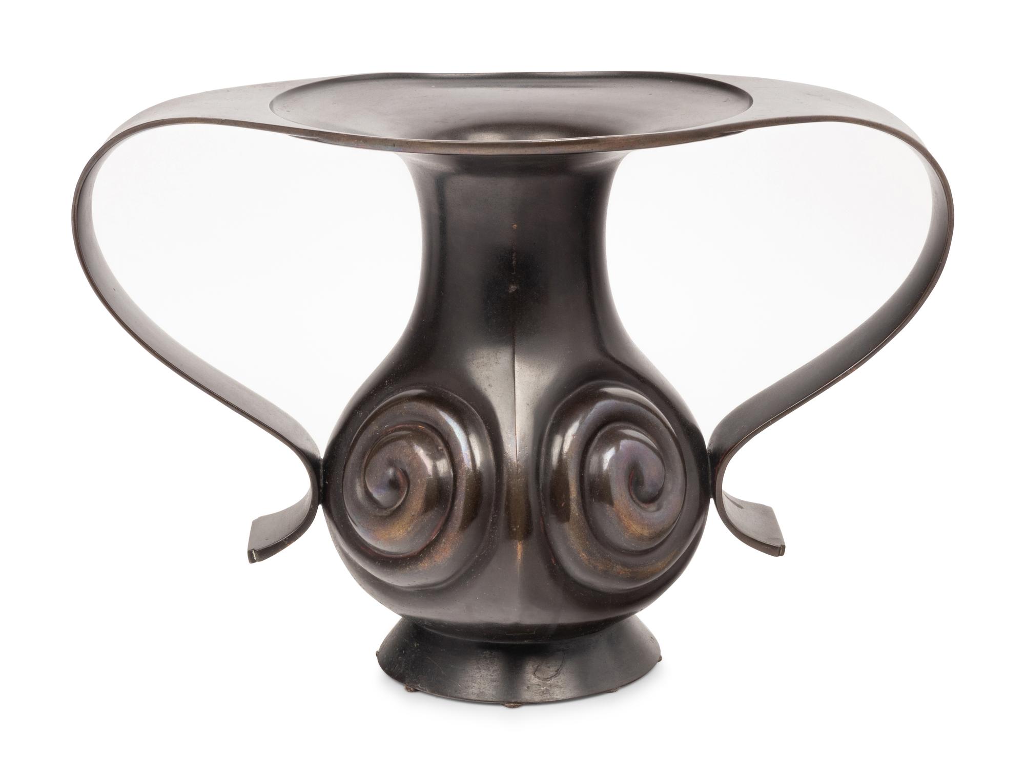 A Mimikuchi 'Flying Handle' Bronze Vase