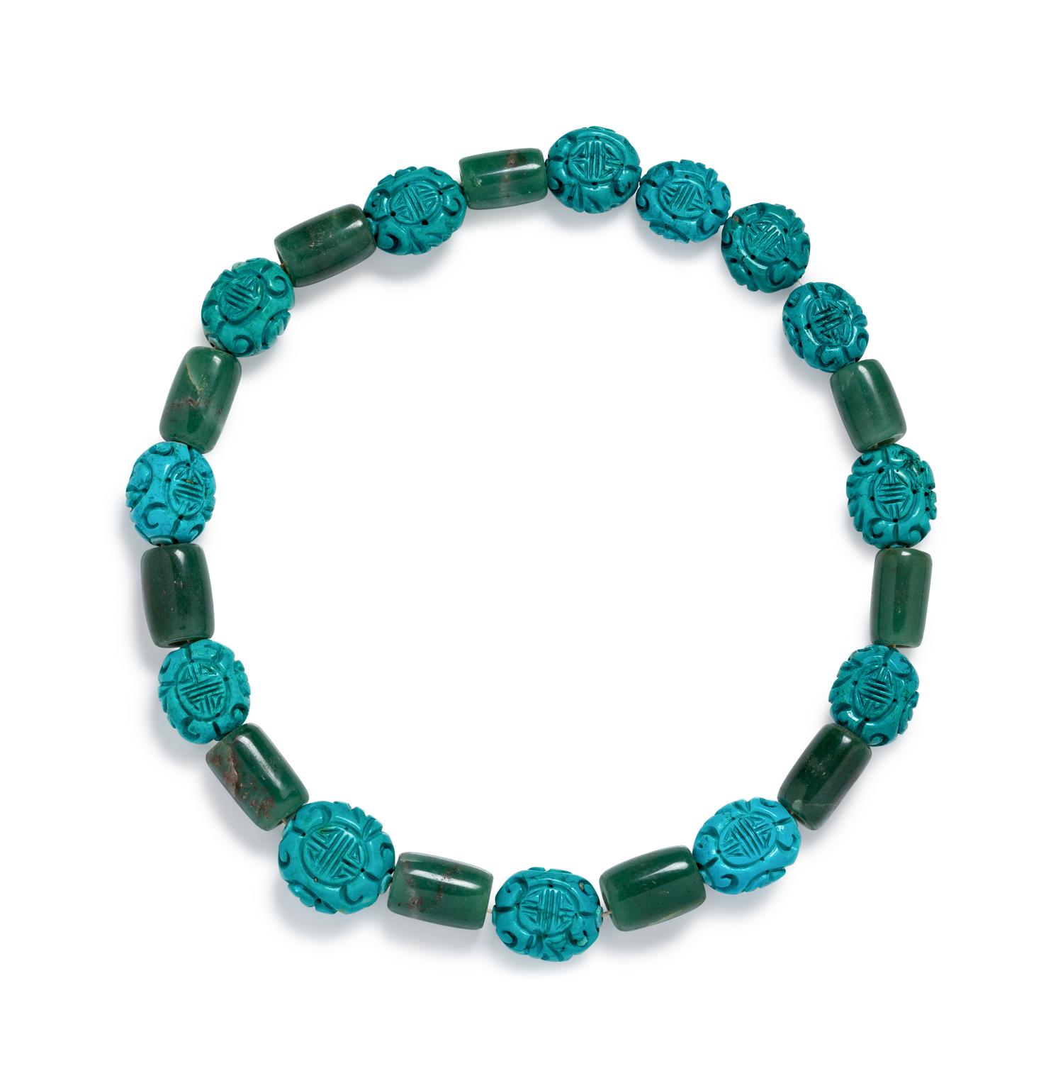 A Turquoise and Jade Bead Necklace, Georgina Ward,