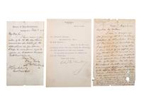McKINLEY, William (1843-1901). 2 autograph letters signed and 1 typed letter signed. 1879-1896.