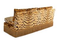 Two Tiger Velvet-Upholstered Banquette Sofas