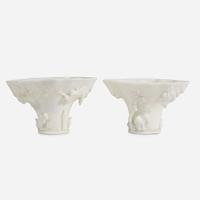 Two similar Chinese Dehua porcelain libation cups 德化窑盃两件 17th/18th century ???????