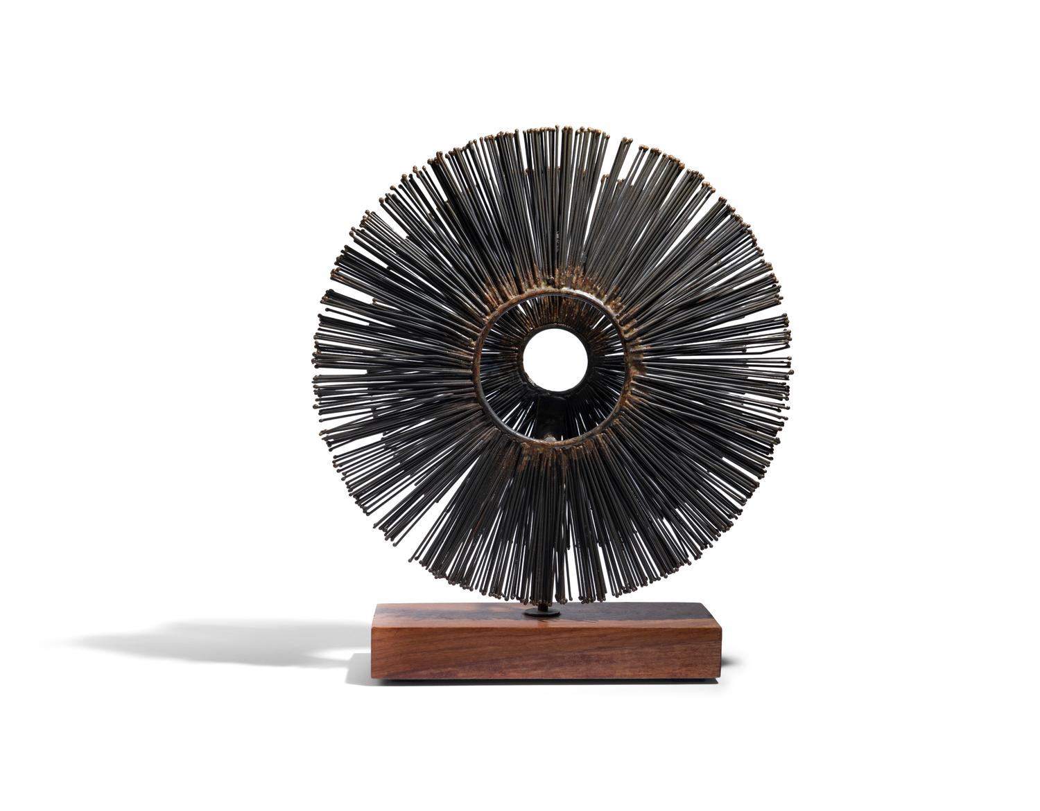 A Brutalist Metal Table-Top Sunburst Sculpture
