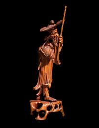 Three Chinese Carved Boxwood Figures