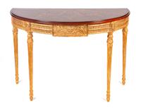 A Pair of Demilune Console Tables Height 32 x width 37 x depth 21 inches. — 20TH CENTURY