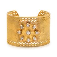 SUSAN GORDAN, YELLOW GOLD AND DIAMOND CUFF BRACELET