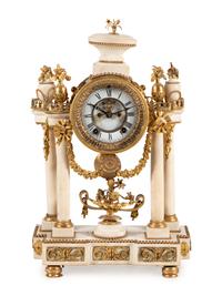 An Ansonia Gilt Bronze Mounted Marble Mantel Clock