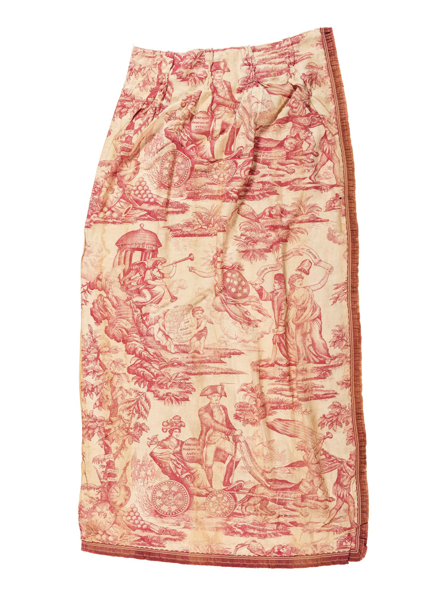 [FLAGS & TEXTILES]. "Apotheosis of Franklin" textile, including Benjamin Franklin and George Washington. English, ca late 18th century.