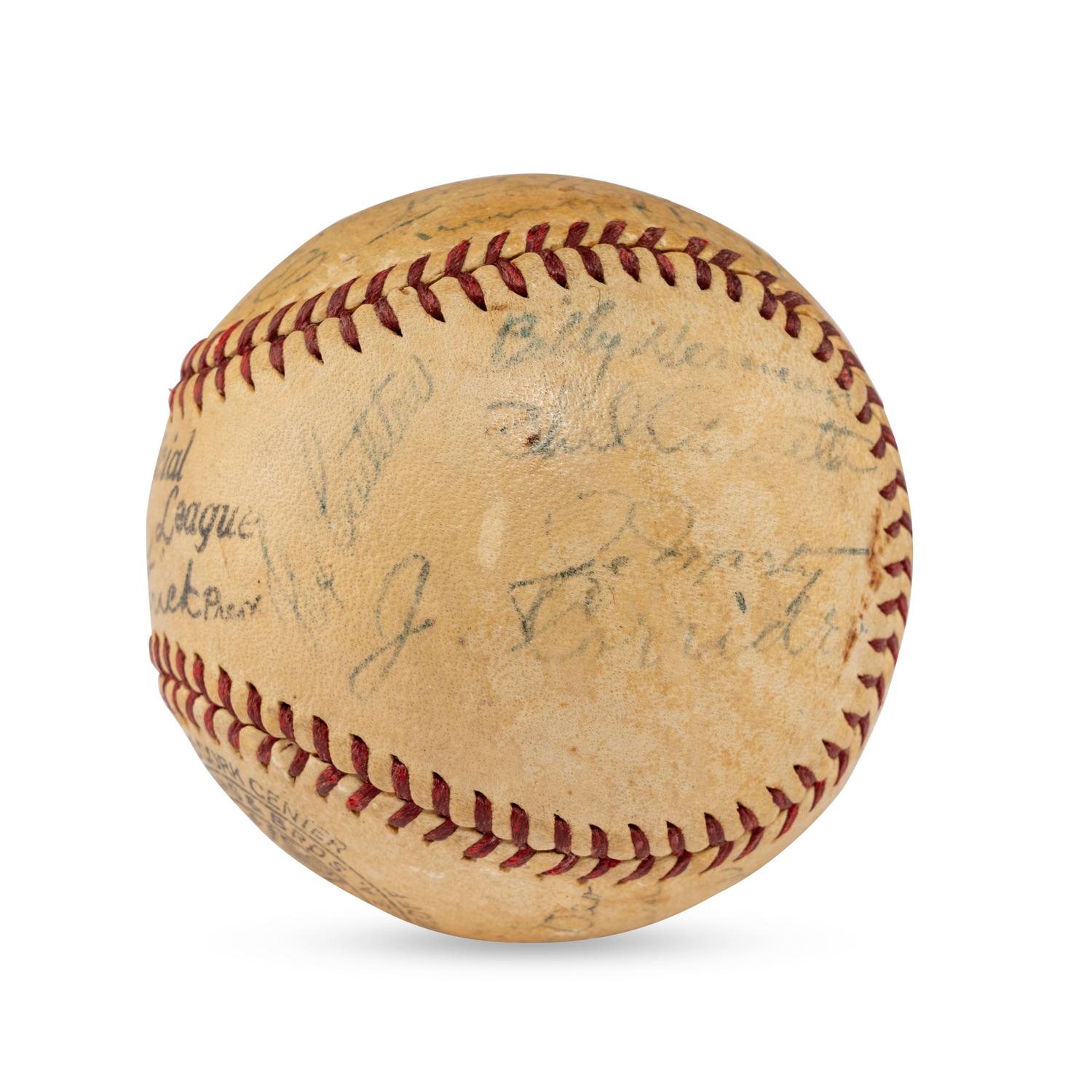 A 1938 Chicago Cubs Team Signed Autograph Baseball Featuring Dizzy Dean and Gabby Harntett (Beckett Authentication Services)