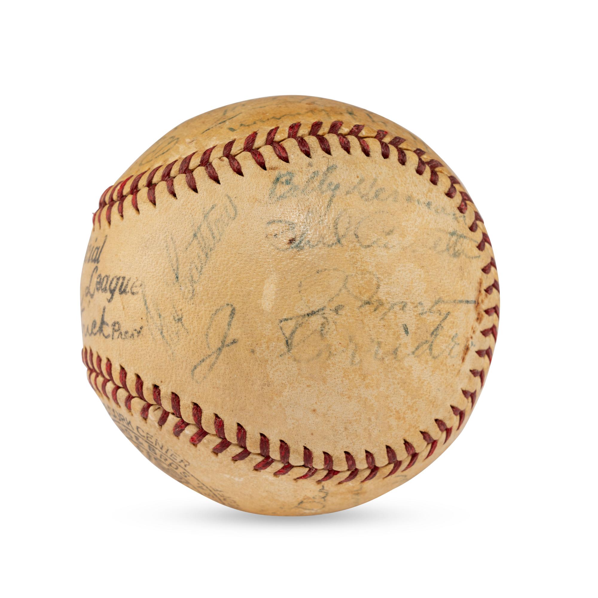 A 1938 Chicago Cubs Team Signed Autograph Baseball Featuring Dizzy Dean and Gabby Harntett (Beckett Authentication Services)