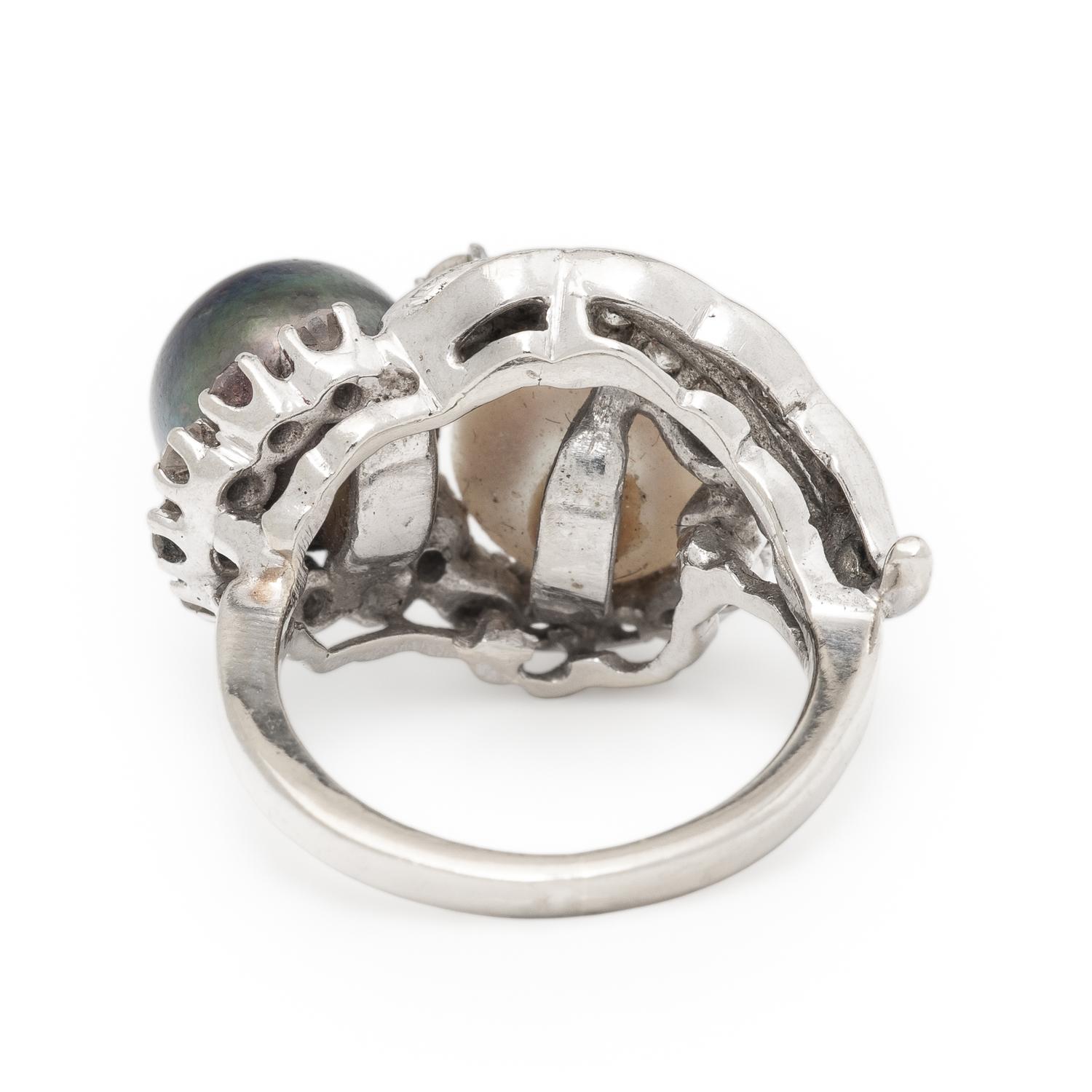 Cultured Pearl, Diamond, and White Gold Ring