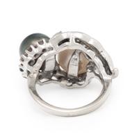 Cultured Pearl, Diamond, and White Gold Ring