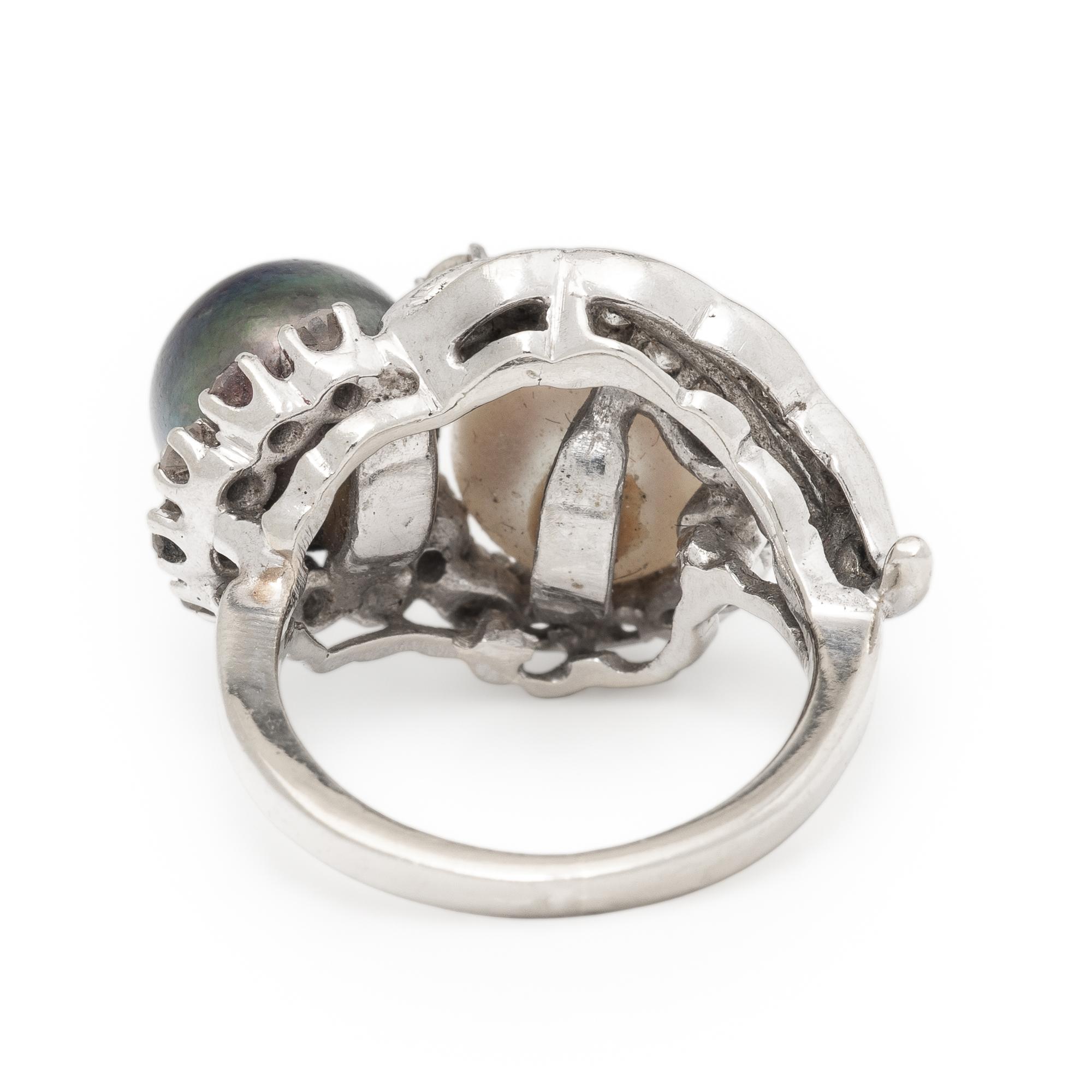 Cultured Pearl, Diamond, and White Gold Ring