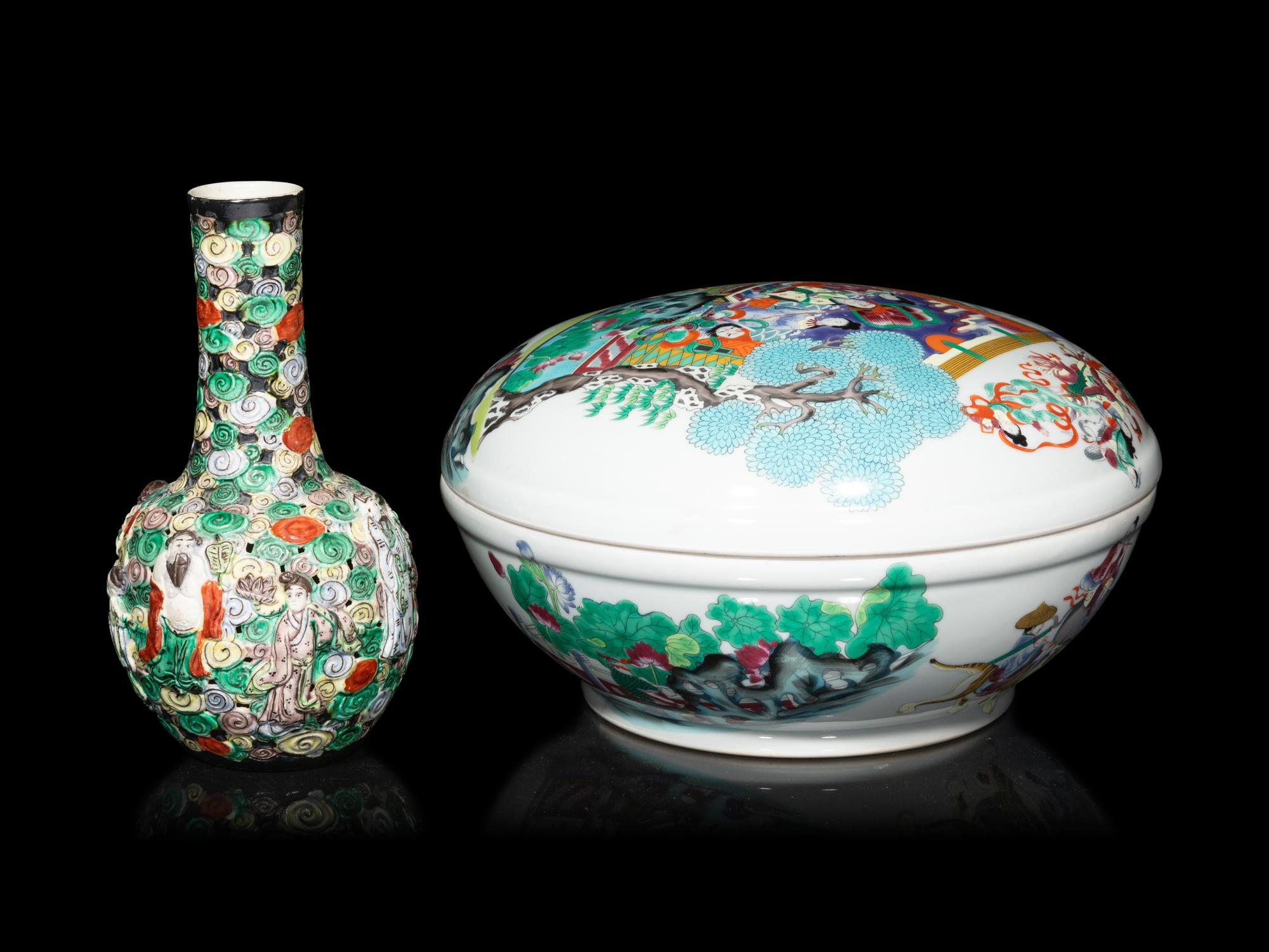 Two Chinese Famille Rose Porcelain Articles