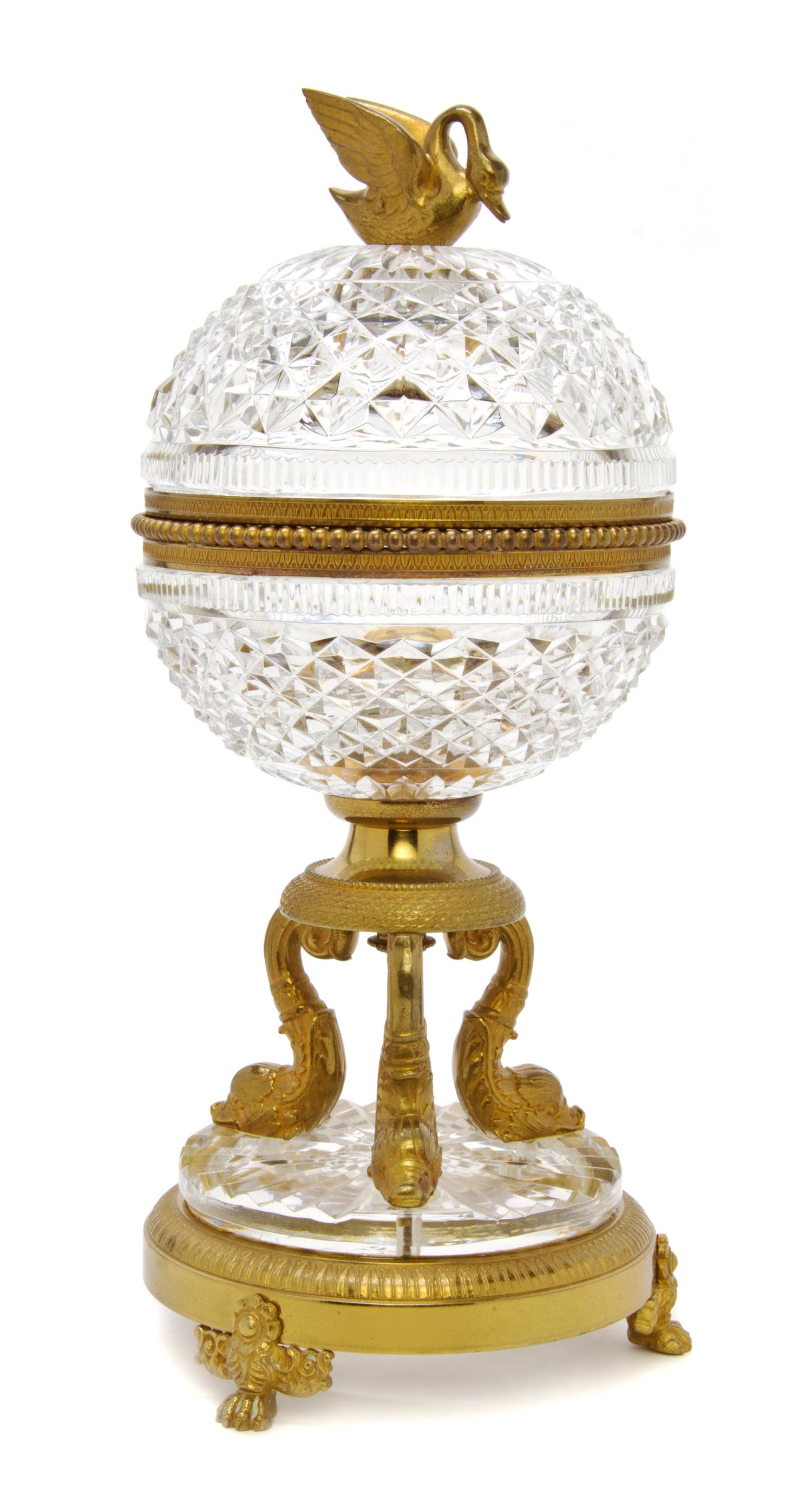 An Empire Style Cut Glass and Gilt Bronze Mounted Table Casket, Height 12 inches.