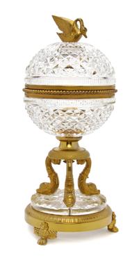 An Empire Style Cut Glass and Gilt Bronze Mounted Table Casket, Height 12 inches.