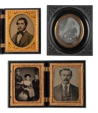 [EARLY PHOTOGRAPHY]. 5 quarter plate Union cases and one Union wall frame, all containing portraits.