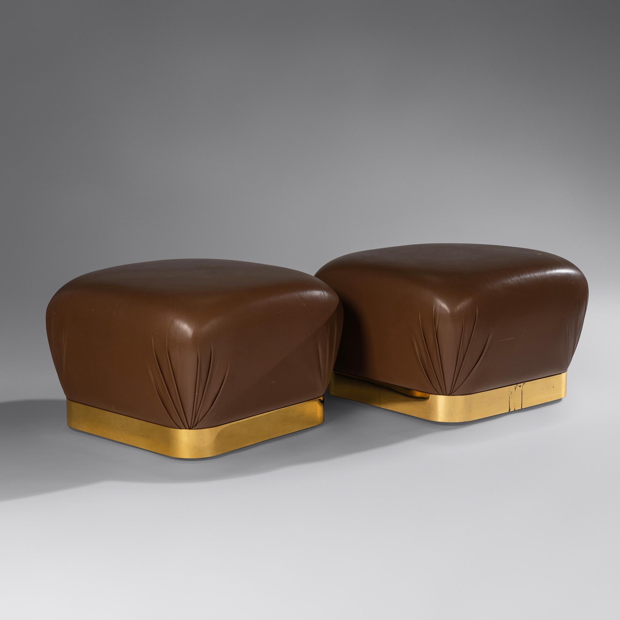 Pair of Soufflé Ottomans Karl Springer Ltd., USA