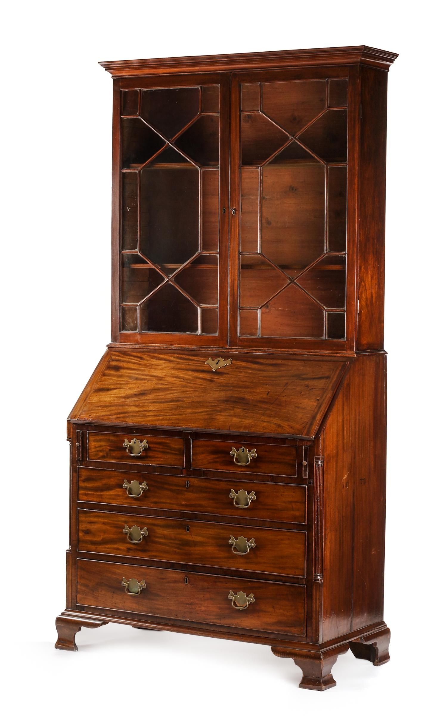 A George III Mahogany Secretary Bookcase Height 91 x width 44 x depth 22 1/2 inches. — LATE 18TH CENTURY