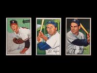 A Group of Three 1952 Bowman Hall of Fame Baseball Cards,