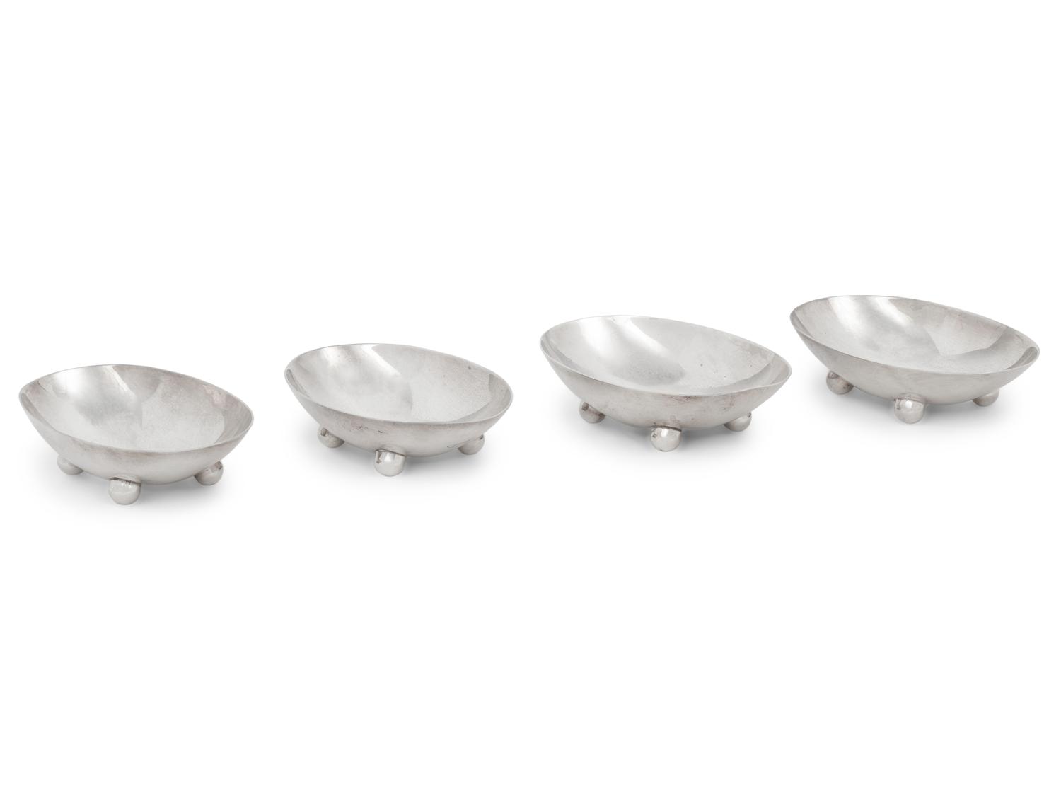 A Set of Four American Silver Footed Nut Dishes