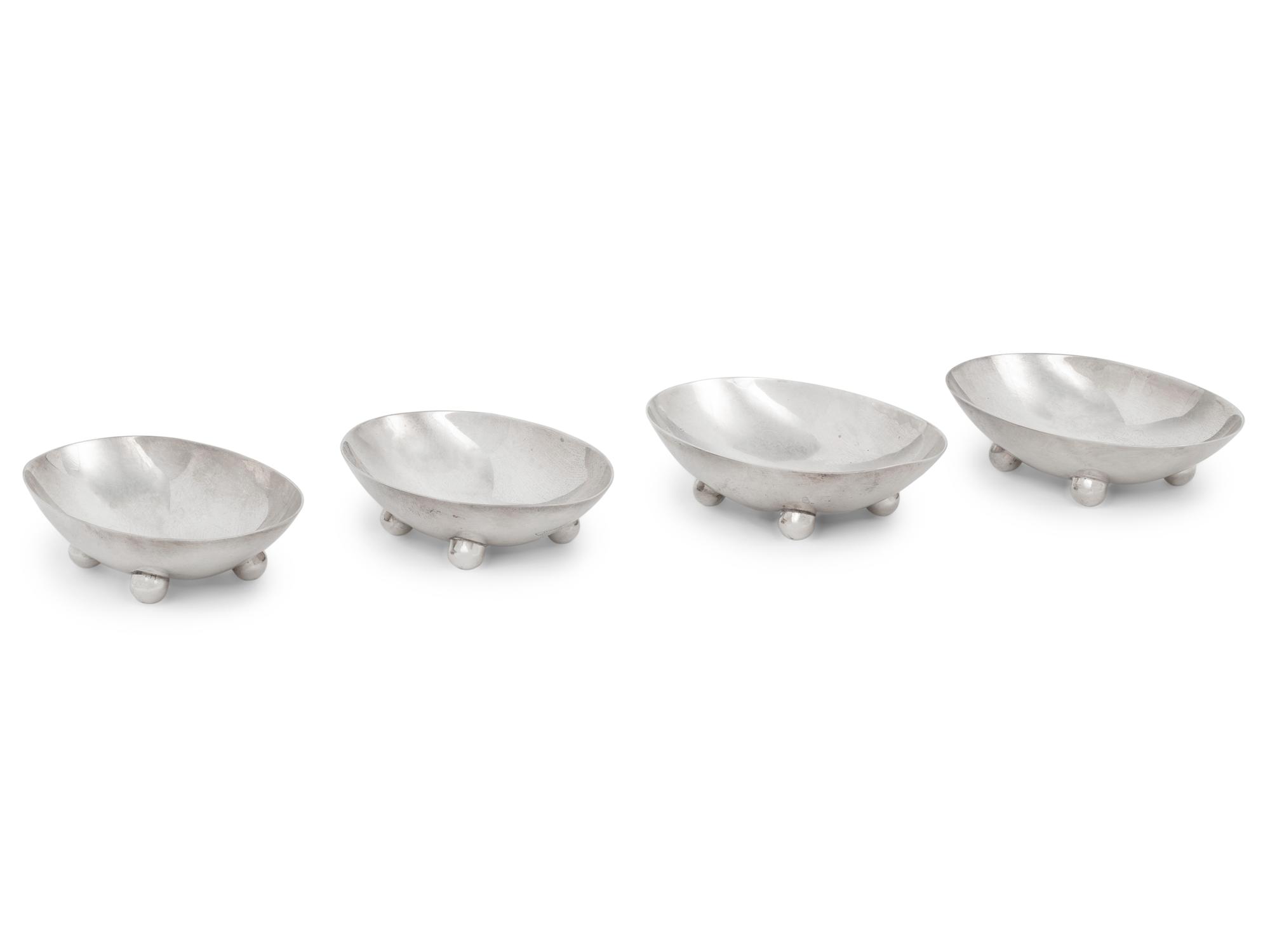 A Set of Four American Silver Footed Nut Dishes