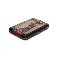 A French Art Deco 18-Karat Gold, Diamond, Mother-of-Pearl and Hardstone Mounted Enamel Cigarette Case