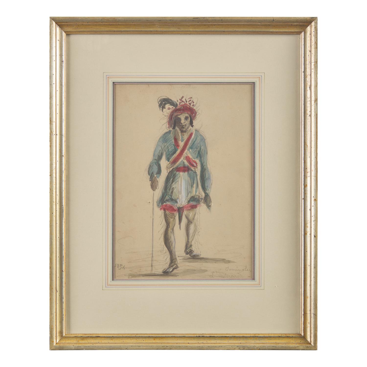 American School, 19th Century — A Pair of Seminole Drawings, 1854