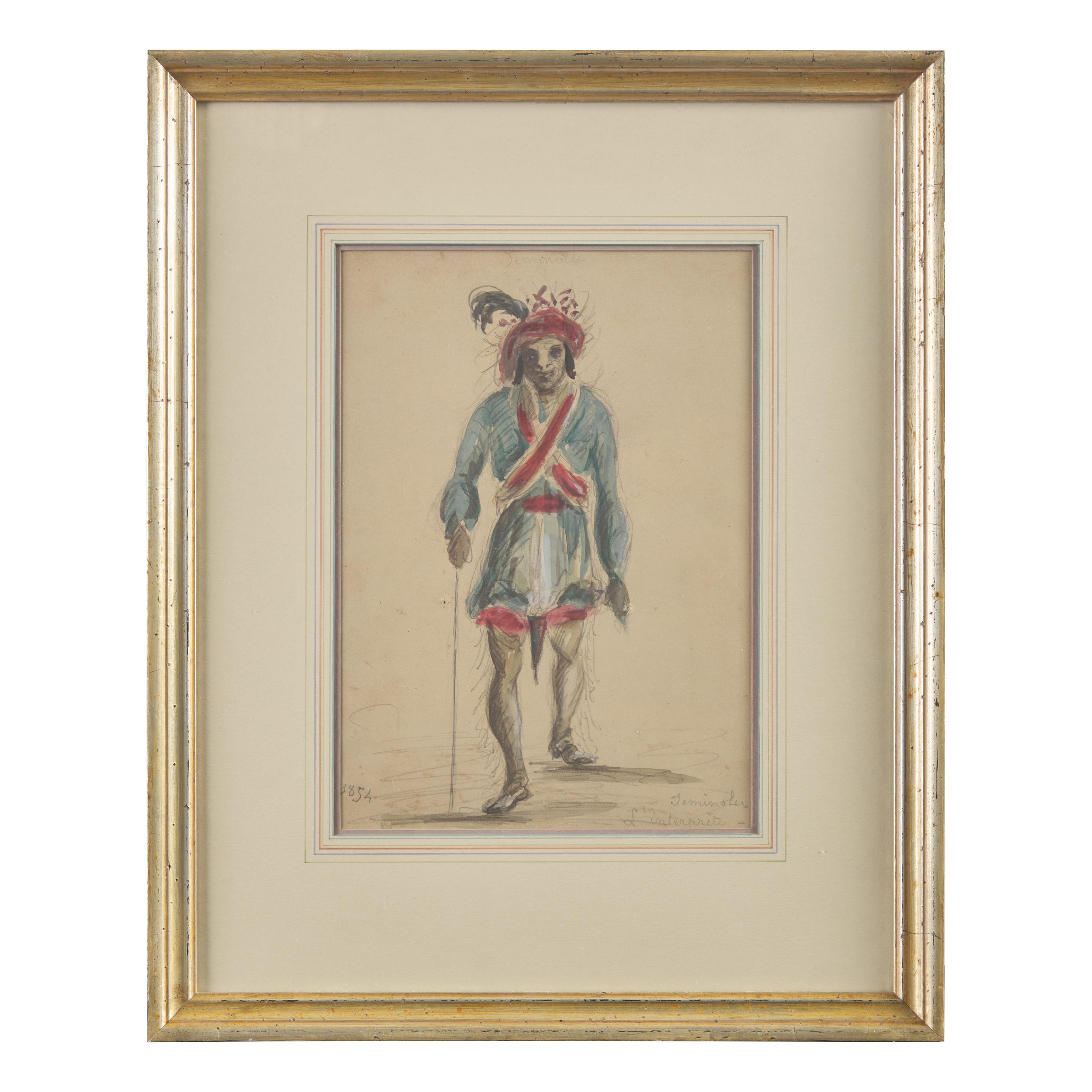American School, 19th Century — A Pair of Seminole Drawings, 1854