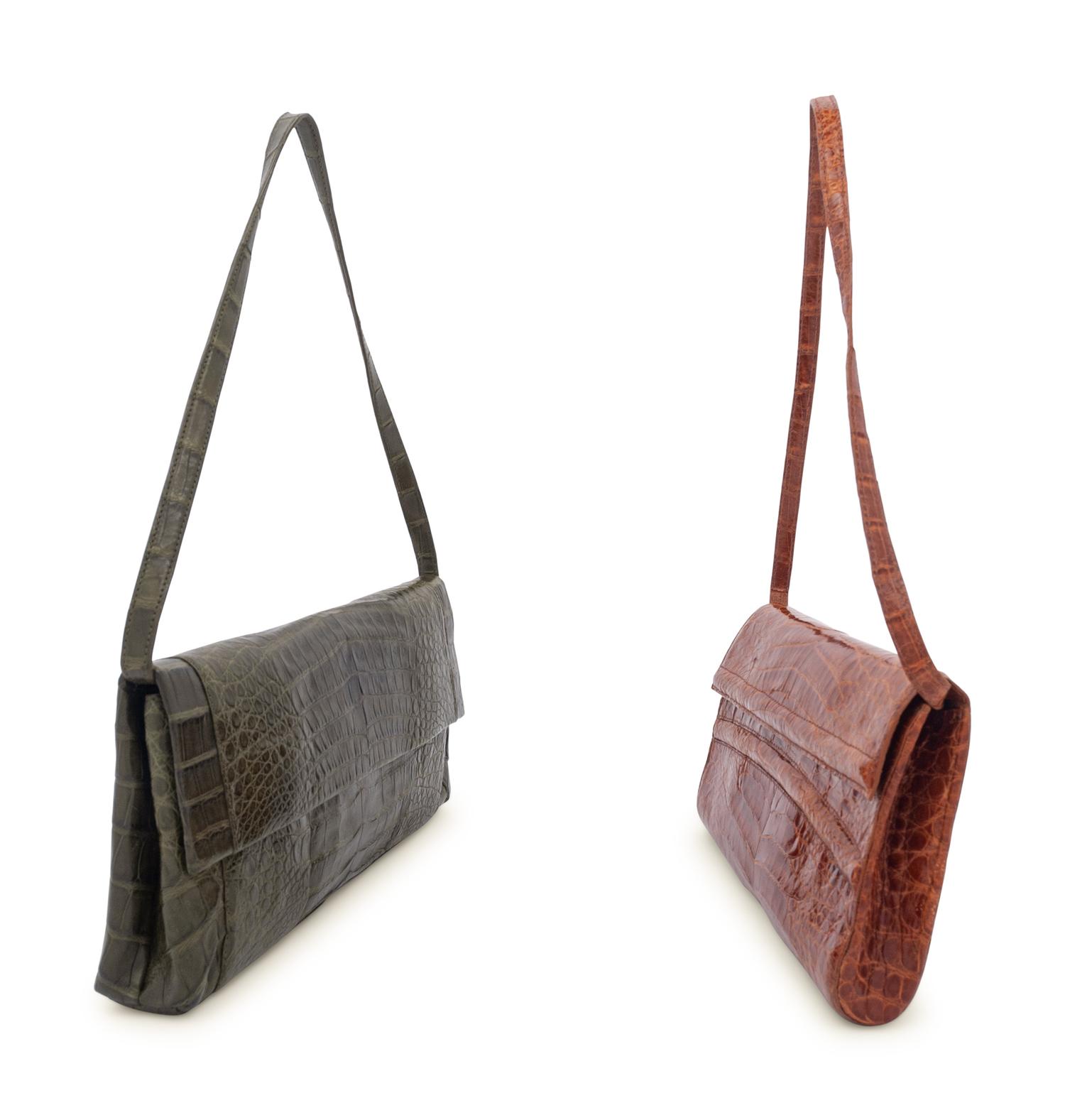 Two Nancy Gonzalez Crocodile Flap Bags, 2000s