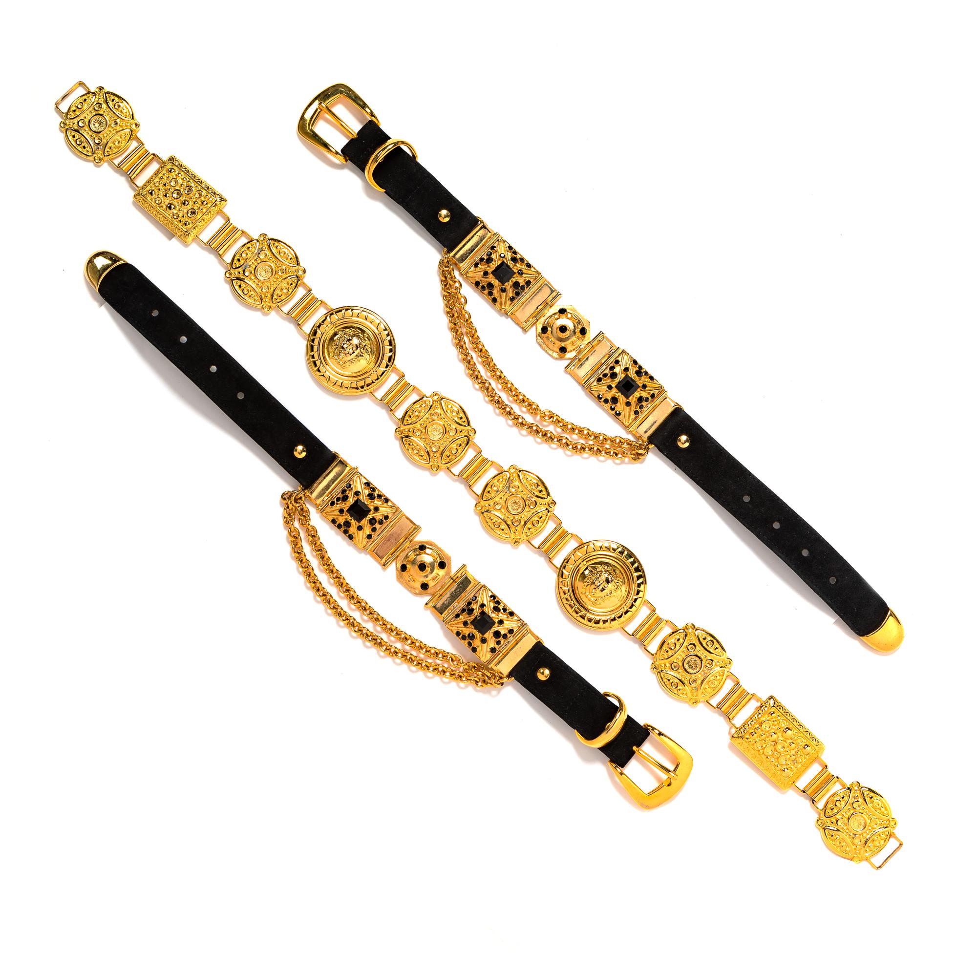 Medusa Medallion Belt and Two Decorative Chokers, 1990s