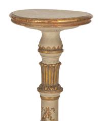 A Pair of Louis XV Style Painted and Parcel Gilt Pedestals