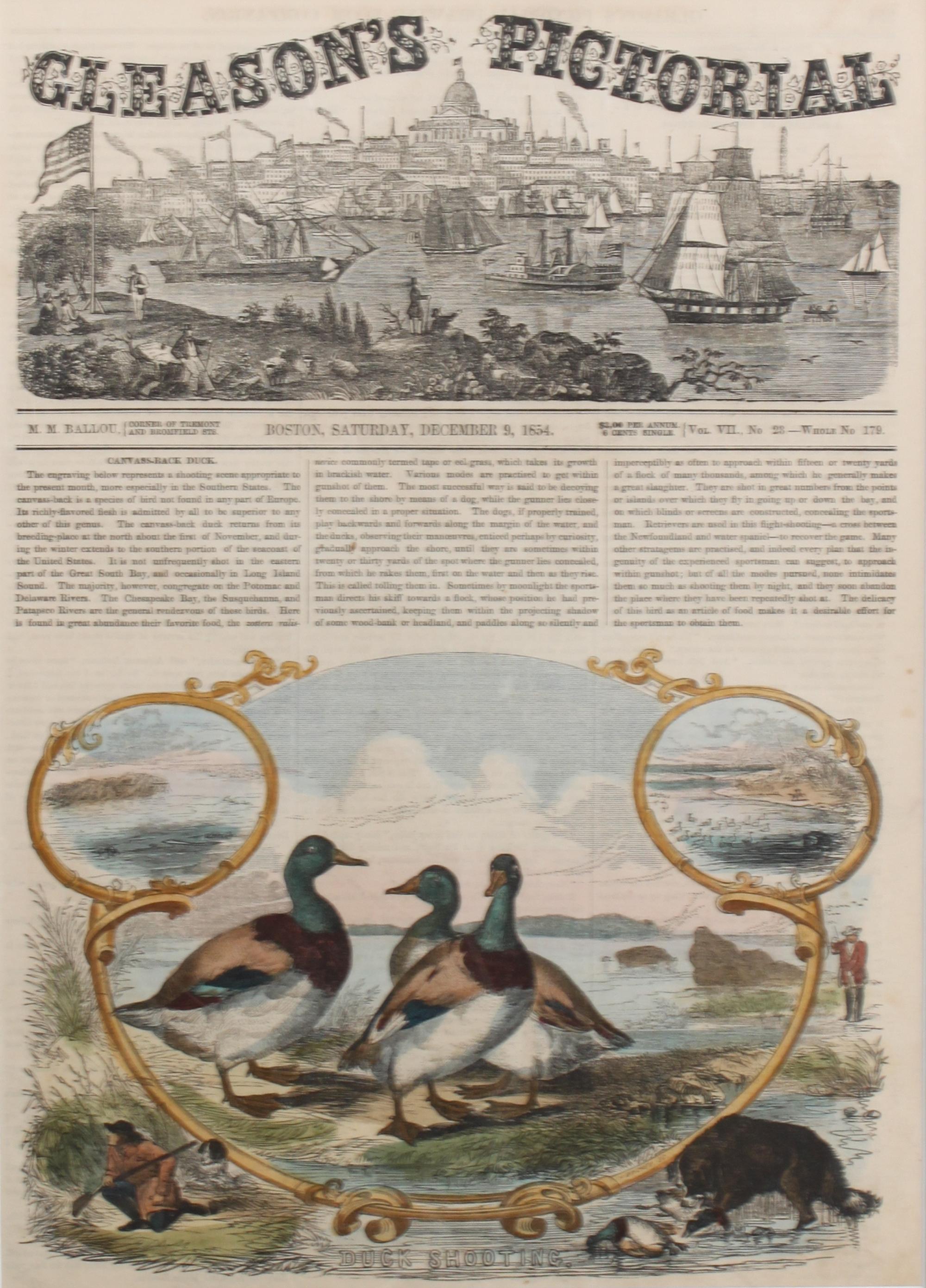 Six Hand Colored Woodblock Hunting Prints Height 14 x width 9 3/4 inches. — LATE 19TH CENTURY