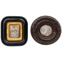 [EARLY PHOTOGRAPHY]. Daguerreotype, ambrotype, and tintype portraits of women housed in wall frames, including: