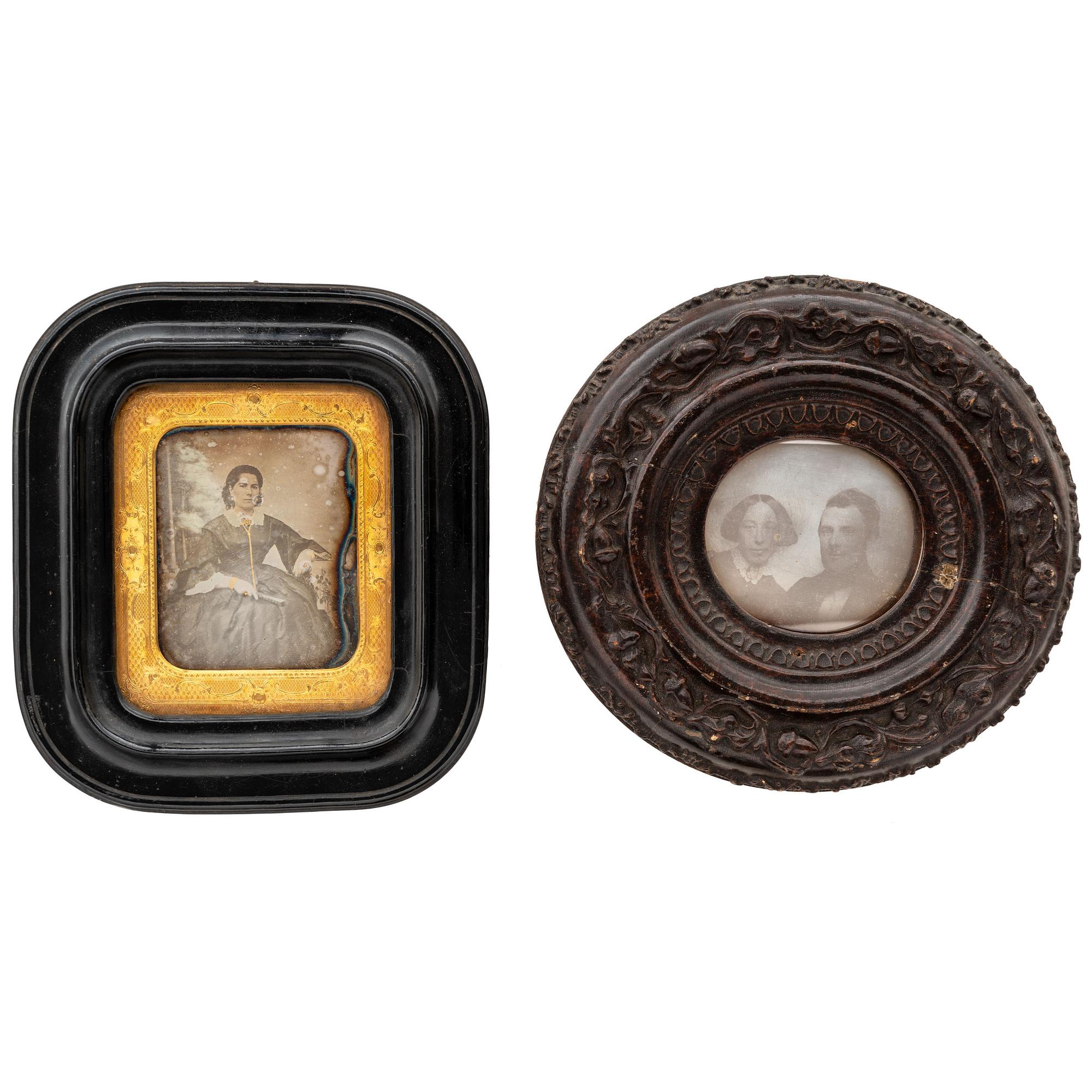 [EARLY PHOTOGRAPHY]. Daguerreotype, ambrotype, and tintype portraits of women housed in wall frames, including: