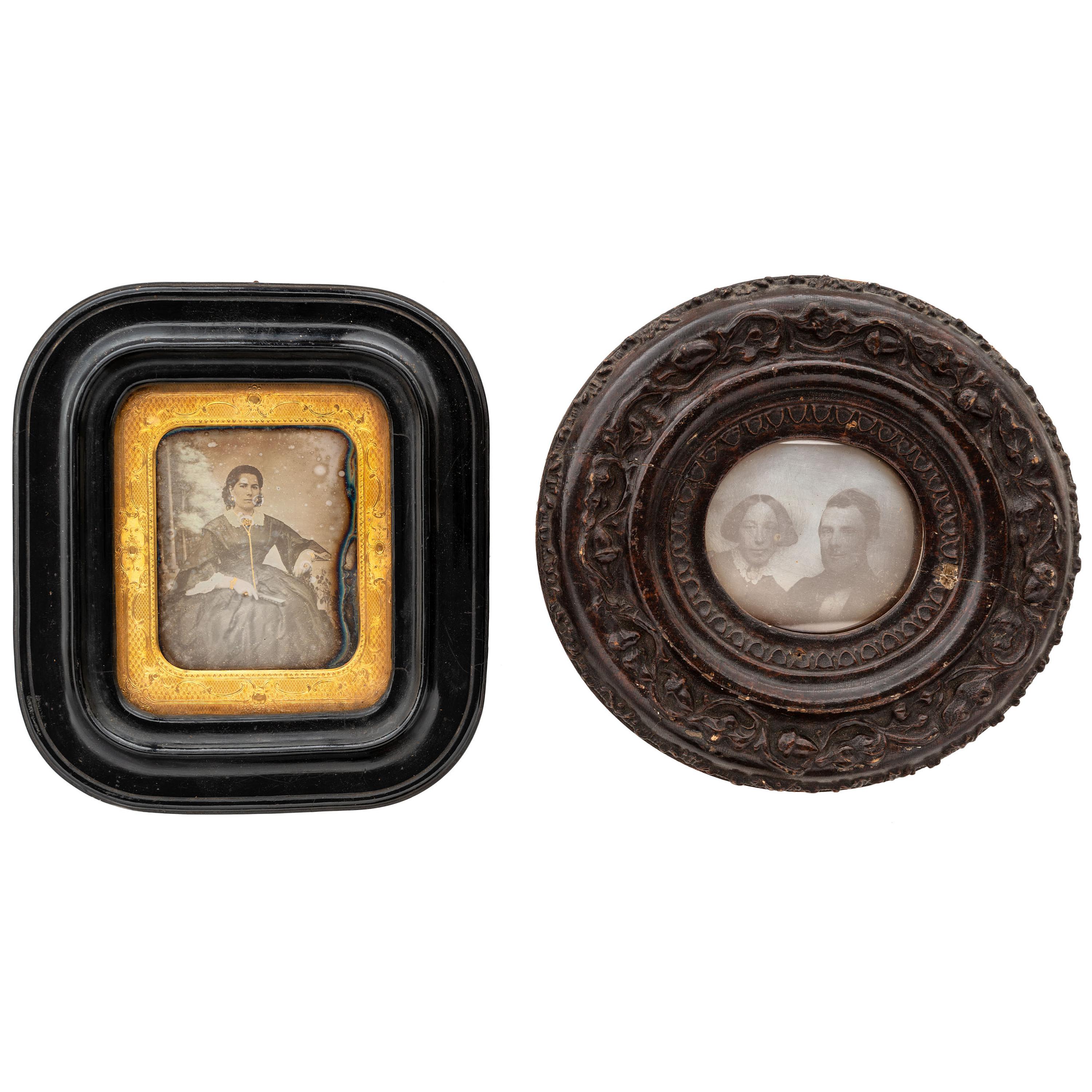 [EARLY PHOTOGRAPHY]. Daguerreotype, ambrotype, and tintype portraits of women housed in wall frames, including: