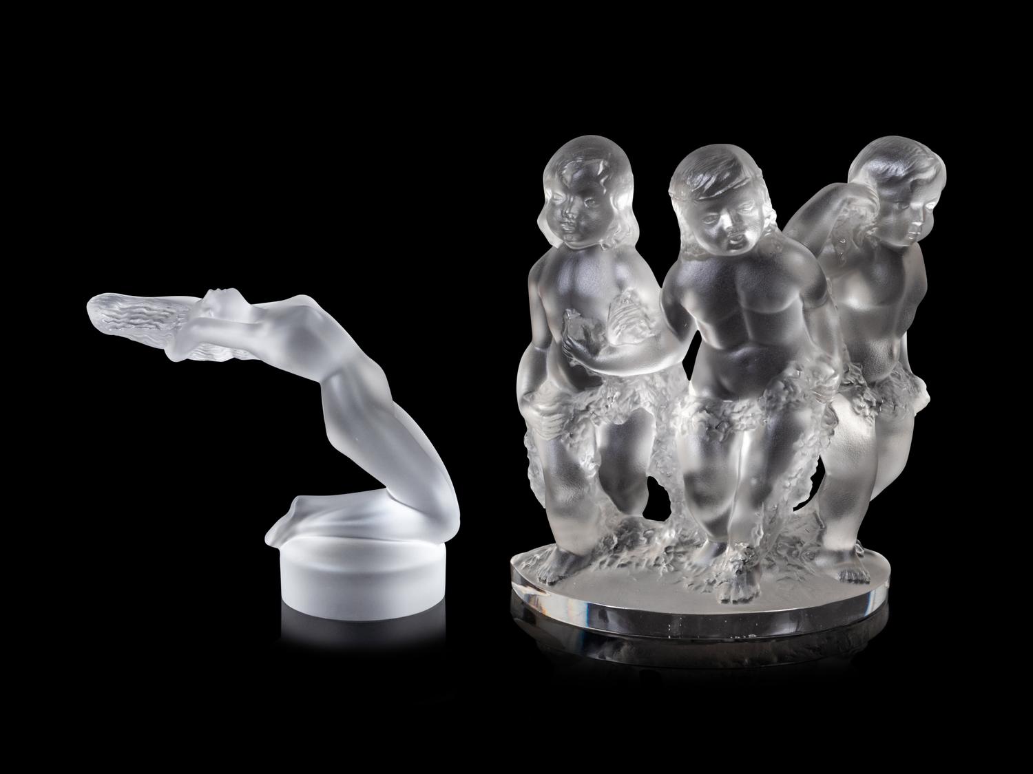A Lalique Luxembourg Sculpture and a Lalique Chrysis Figure