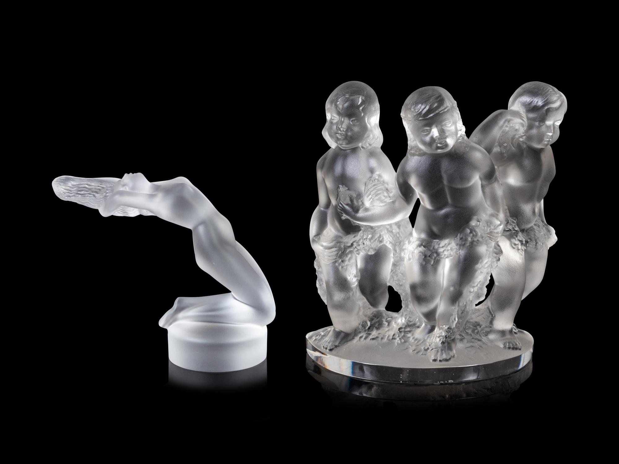 A Lalique Luxembourg Sculpture and a Lalique Chrysis Figure