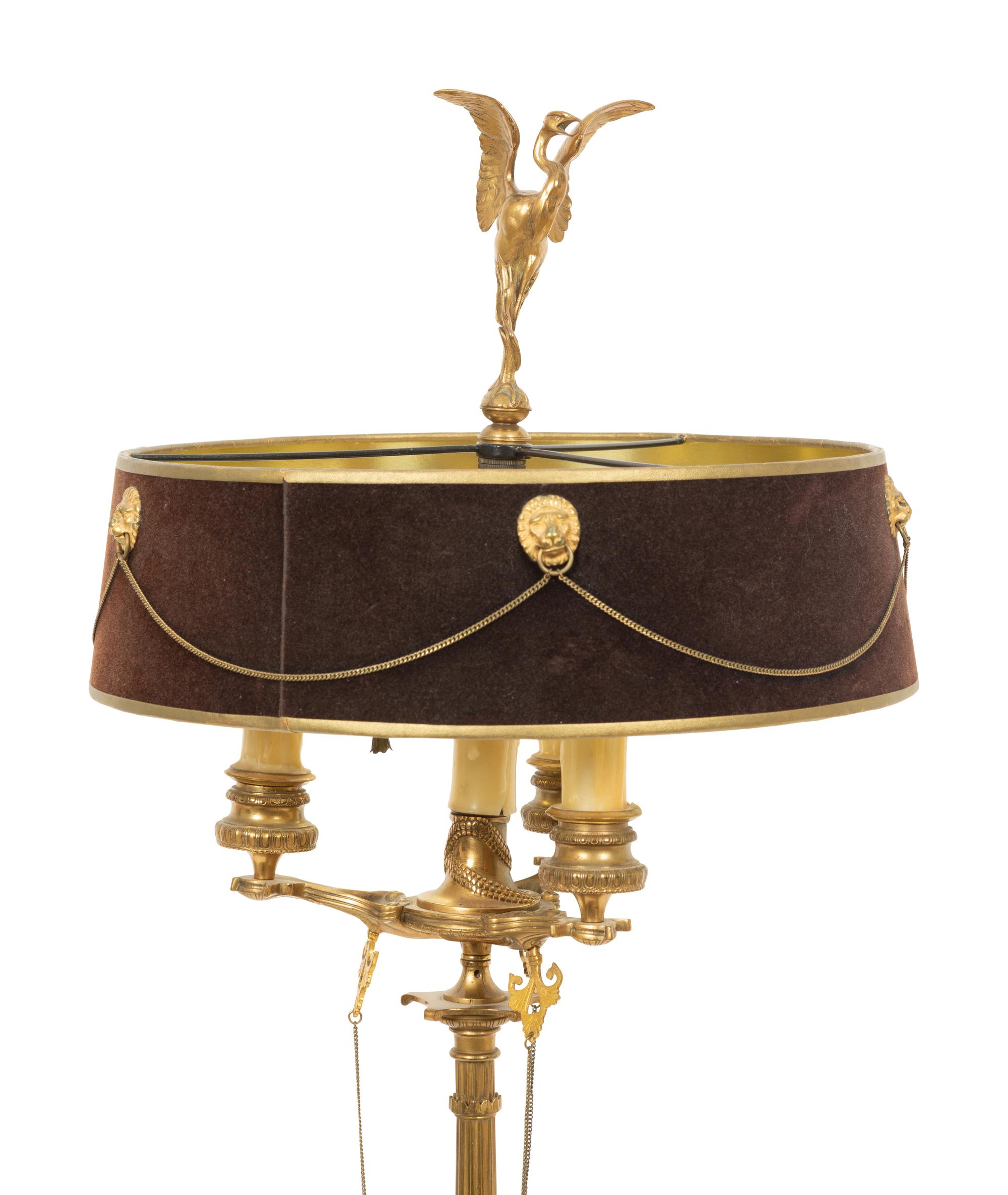A Neoclasscial Brass Candelabrum Mounted as a Table Lamp