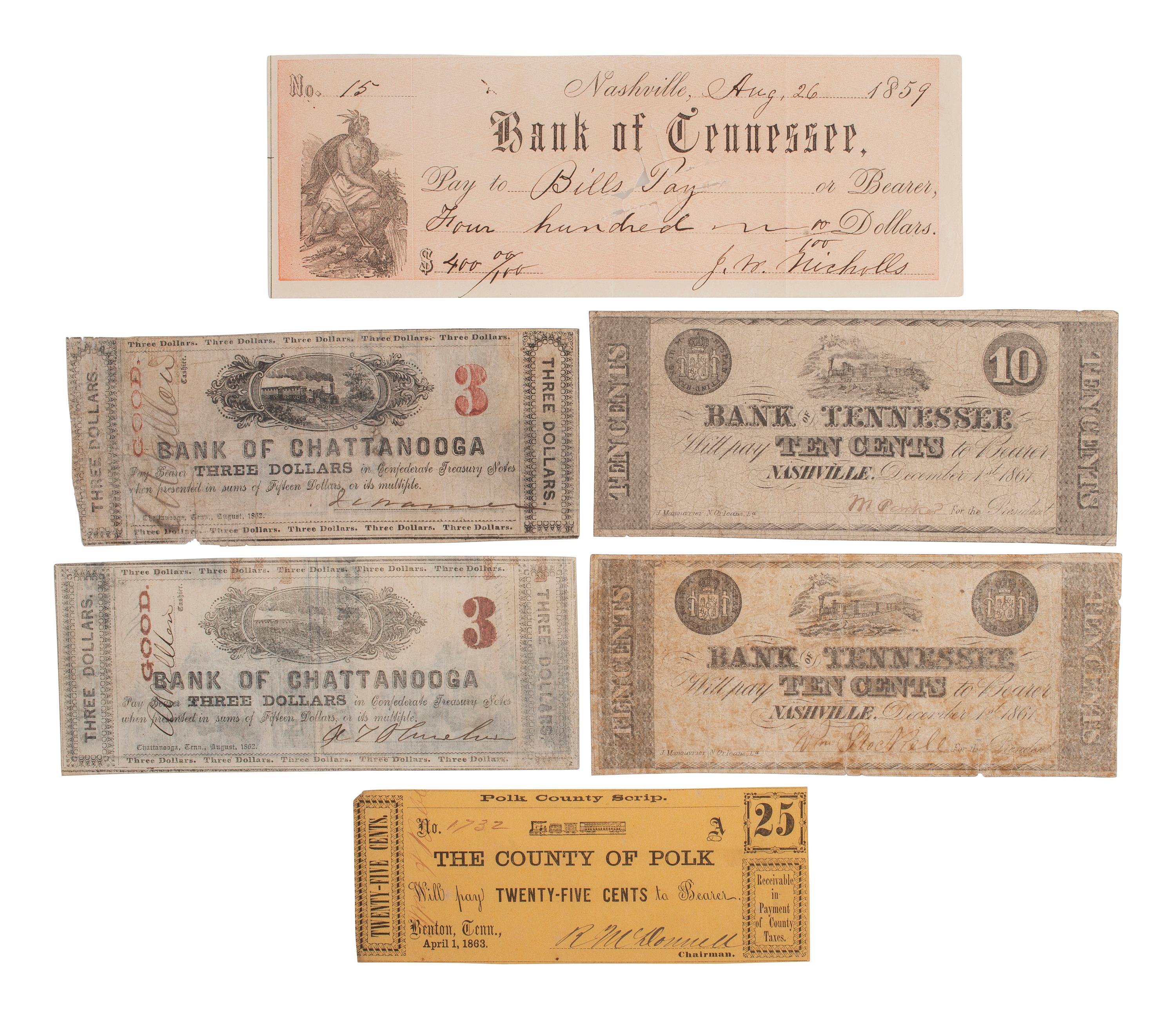 [CONFEDERATE - CURRENCY]. A large group of southern states currency, including: