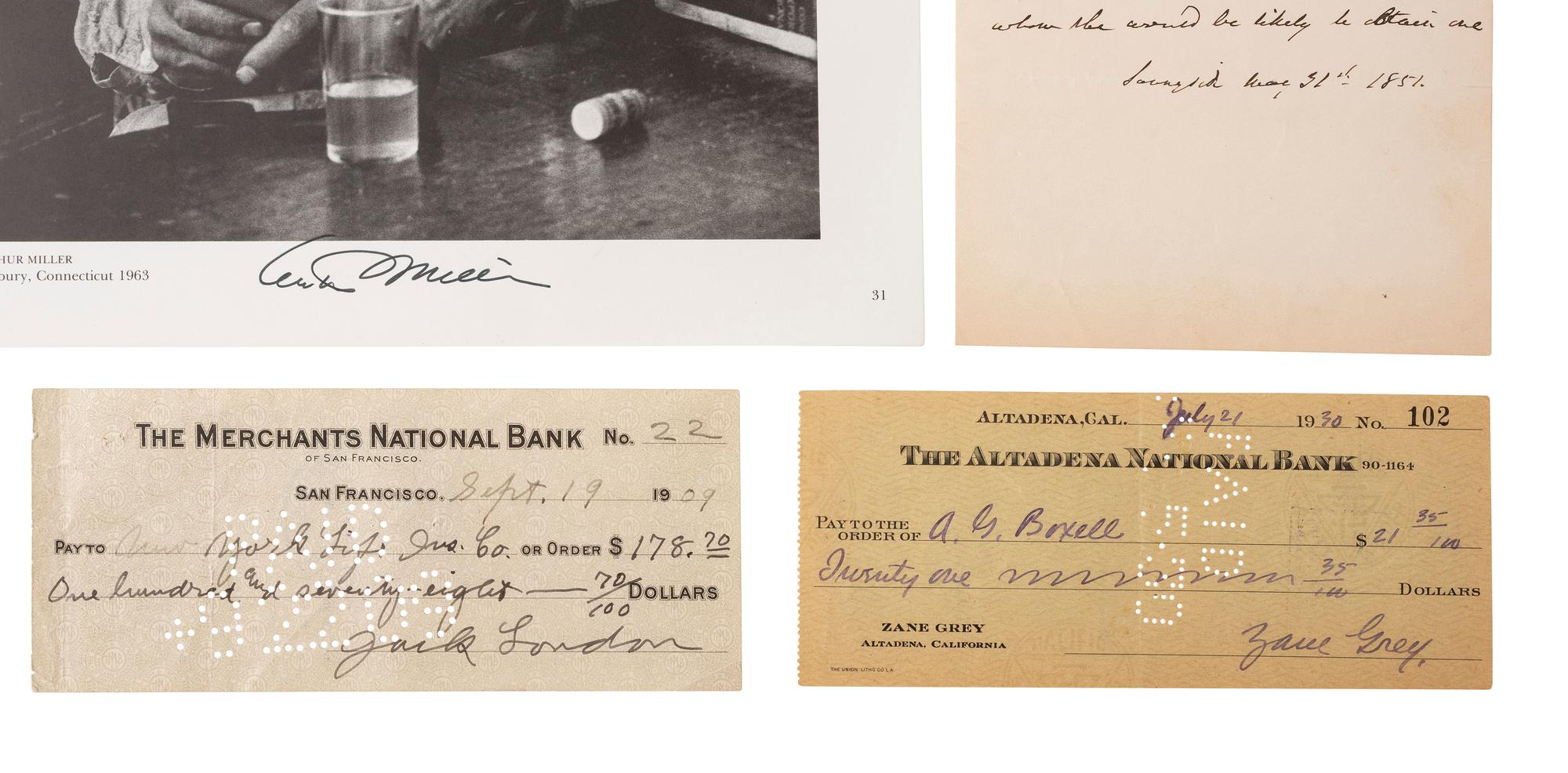 [AUTHORS]. Autographs from authors and poets including SANDBERG, WHITTIER, SAND, & BUCK.
